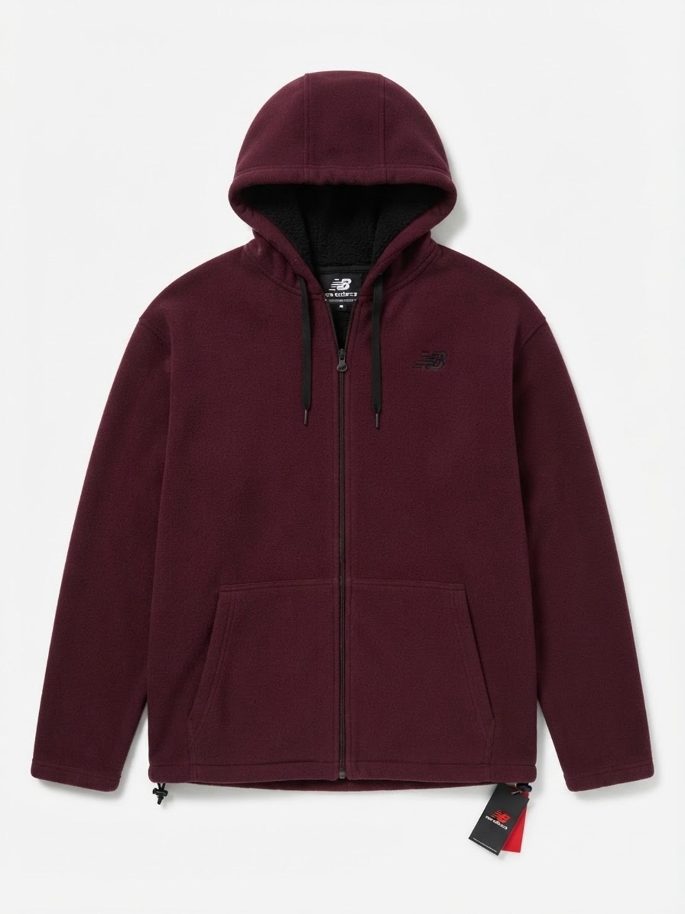 NWT New Balance Sherpa Lined Fleece Full Zip Hoodie Maroon Size L
